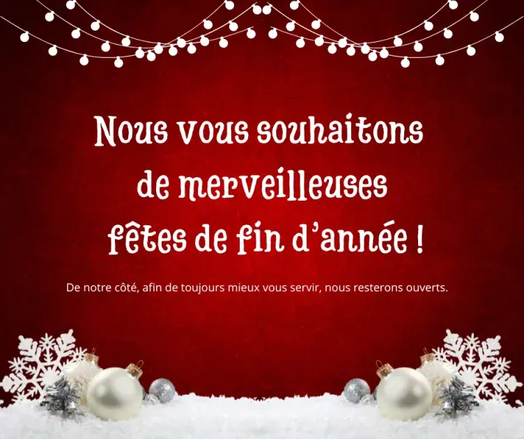 Nous vous souhaitons de Joyeuses Fêtes...
